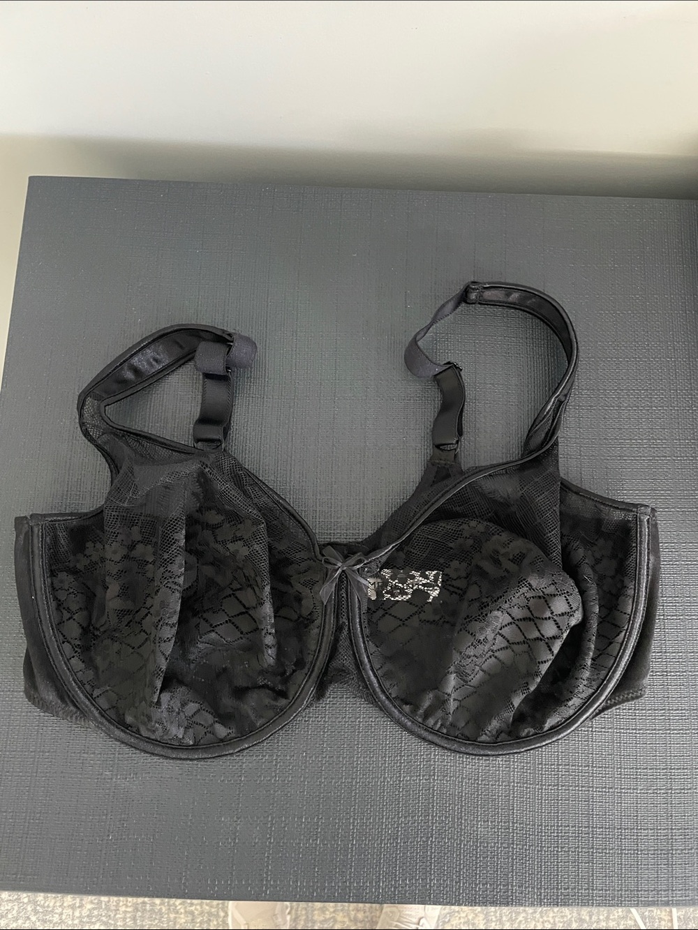 Sheer Black Lace Underwire Bra with Supportive Cups